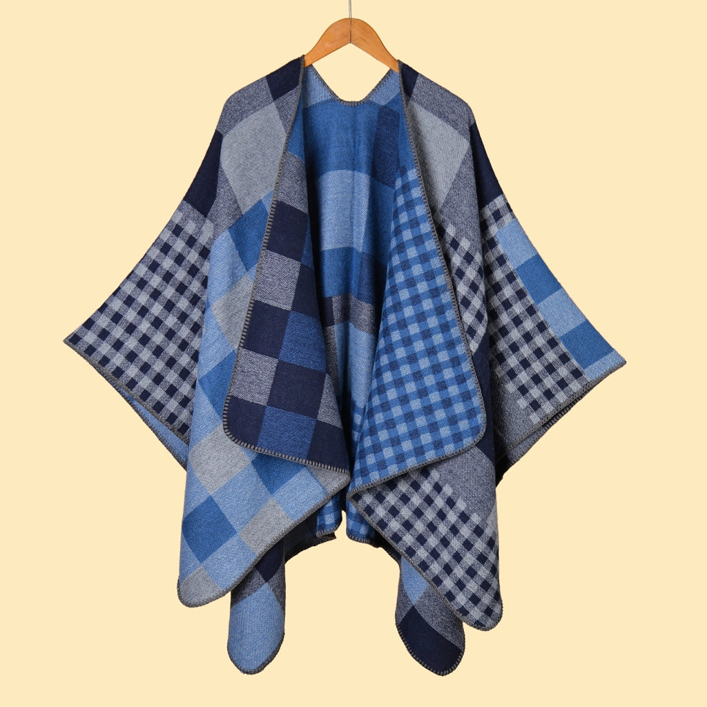 Nuova cappa da viaggio calda da donna con motivo geometrico jacquard.