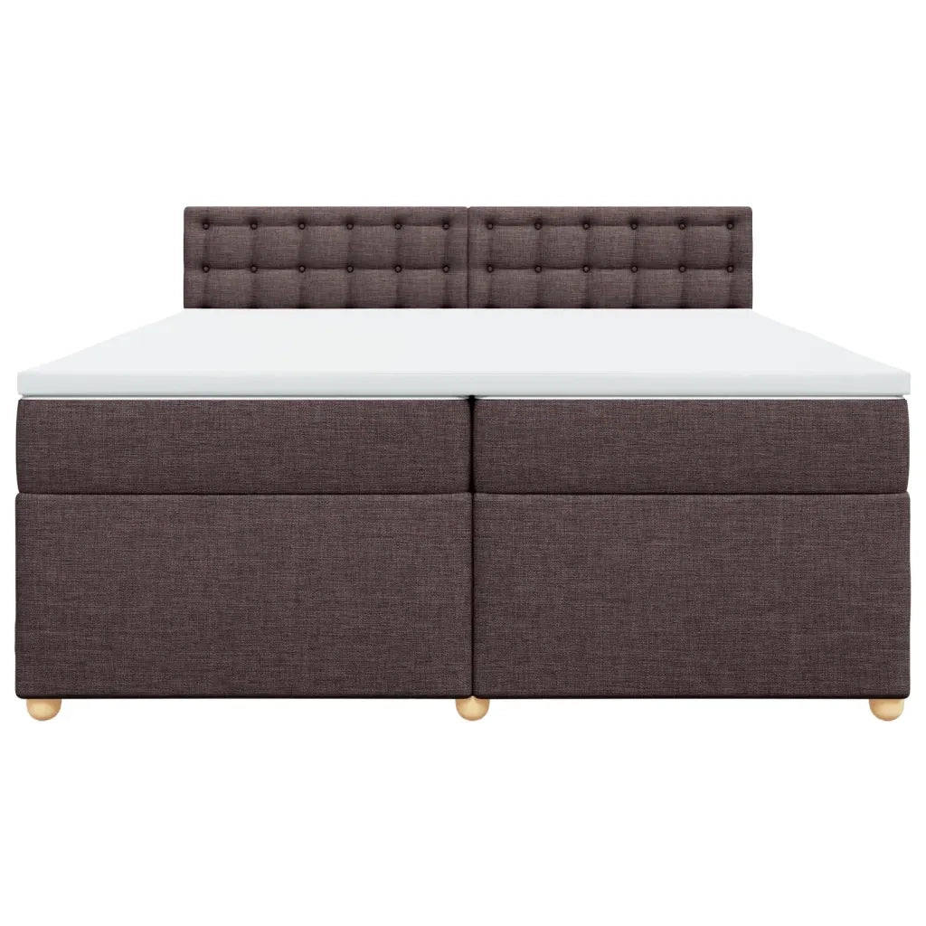 Giroletto a Molle con Materasso Marrone Scuro 200x200cm Tessuto