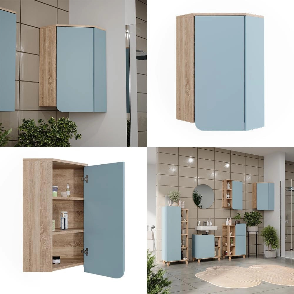 Mobile da bagno Karen, Grigio-blu, 42.4 x 75 cm con porta e vani aperti