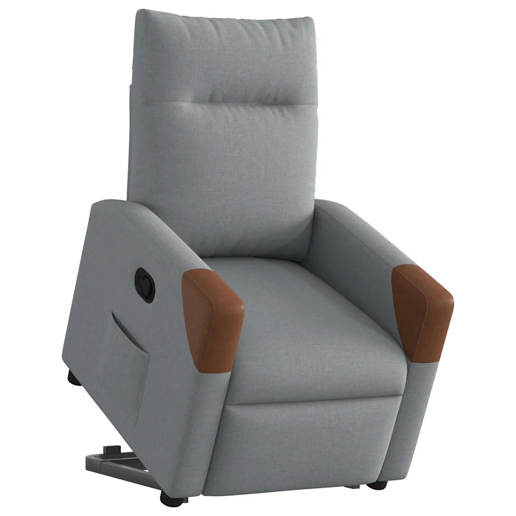 Poltrona | Sedia Relax Alzapersona Reclinabile Grigio Chiaro in Tessuto
