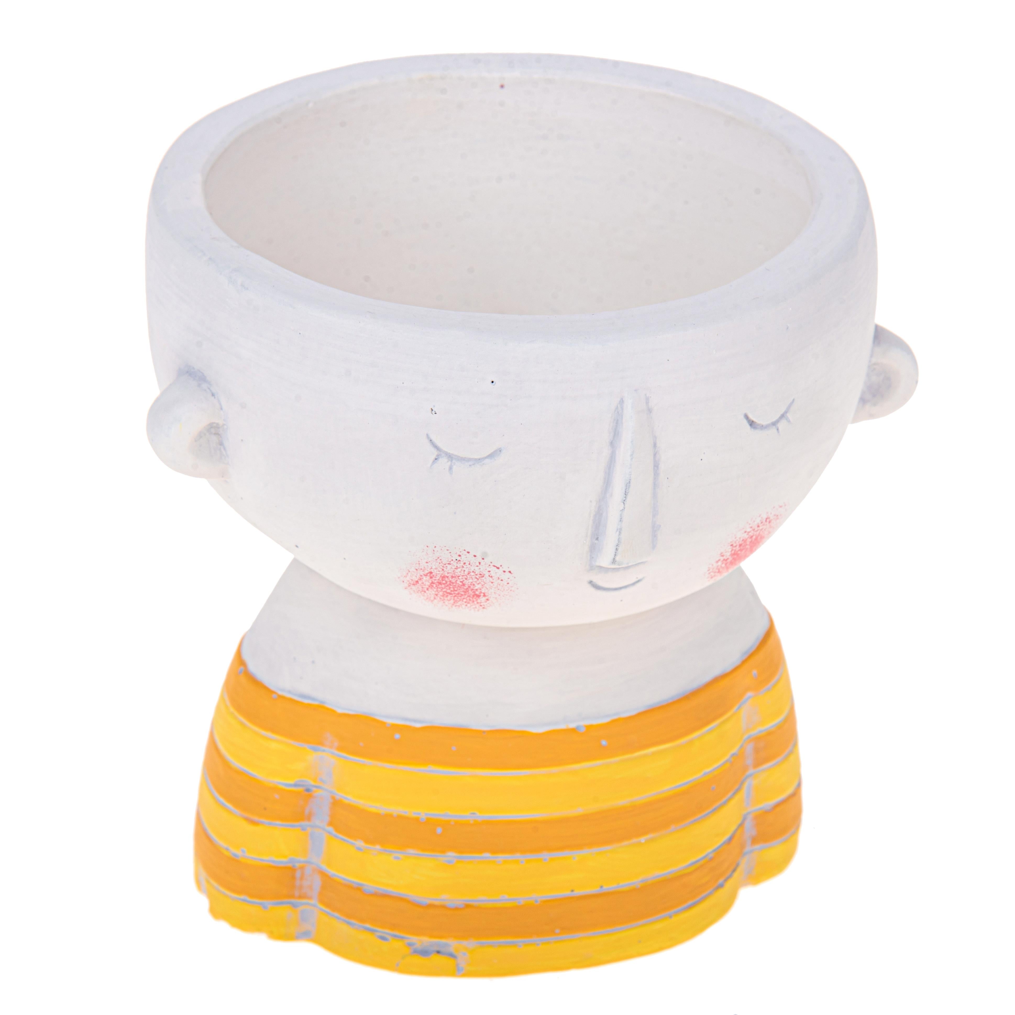 Set 3 Vasi Testa con Righe H 14,5 cm