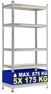 Scaffale Magazzino Alta Portata 875 Kg argento,90x40x180 cm