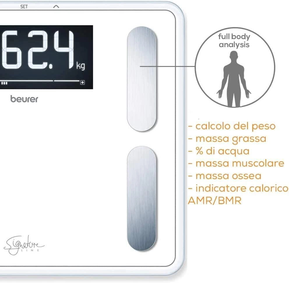 Beurer BF 410 Signature Line White Bilancia Diagnostica XXL con Portata fino a 200 kg, 35 x 30 cm, Bianco