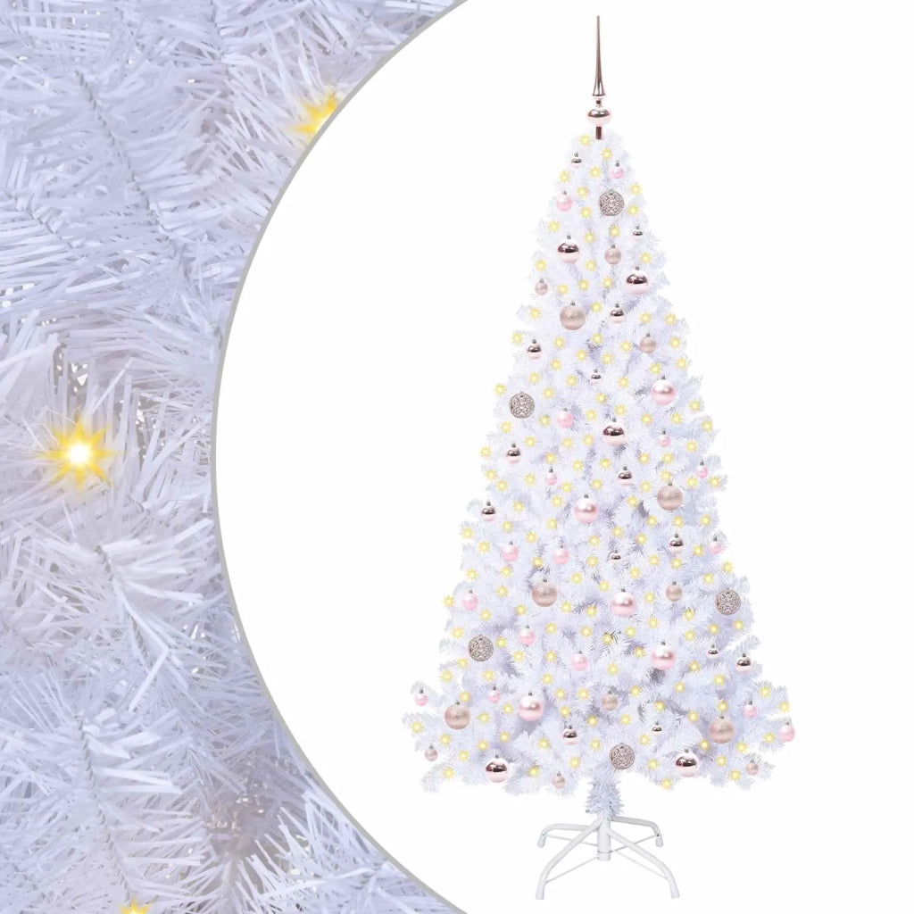 Albero di Natale Artificiale-Albero Natalizio Bianco 180 cm PVC e Acciaio 587522