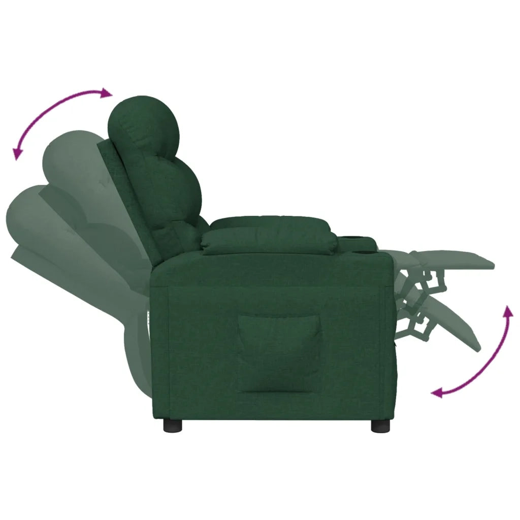 Poltrona Reclinabile in Tessuto Verde Scuro 348076