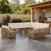 Set Divano da Giardino 14 pz Beige e Bianco Crema polyrattan 3437031