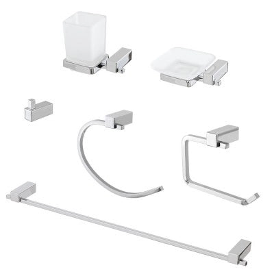 Set accessori a muro 6 pezzi in acciaio cromato e viti incluse  Unica