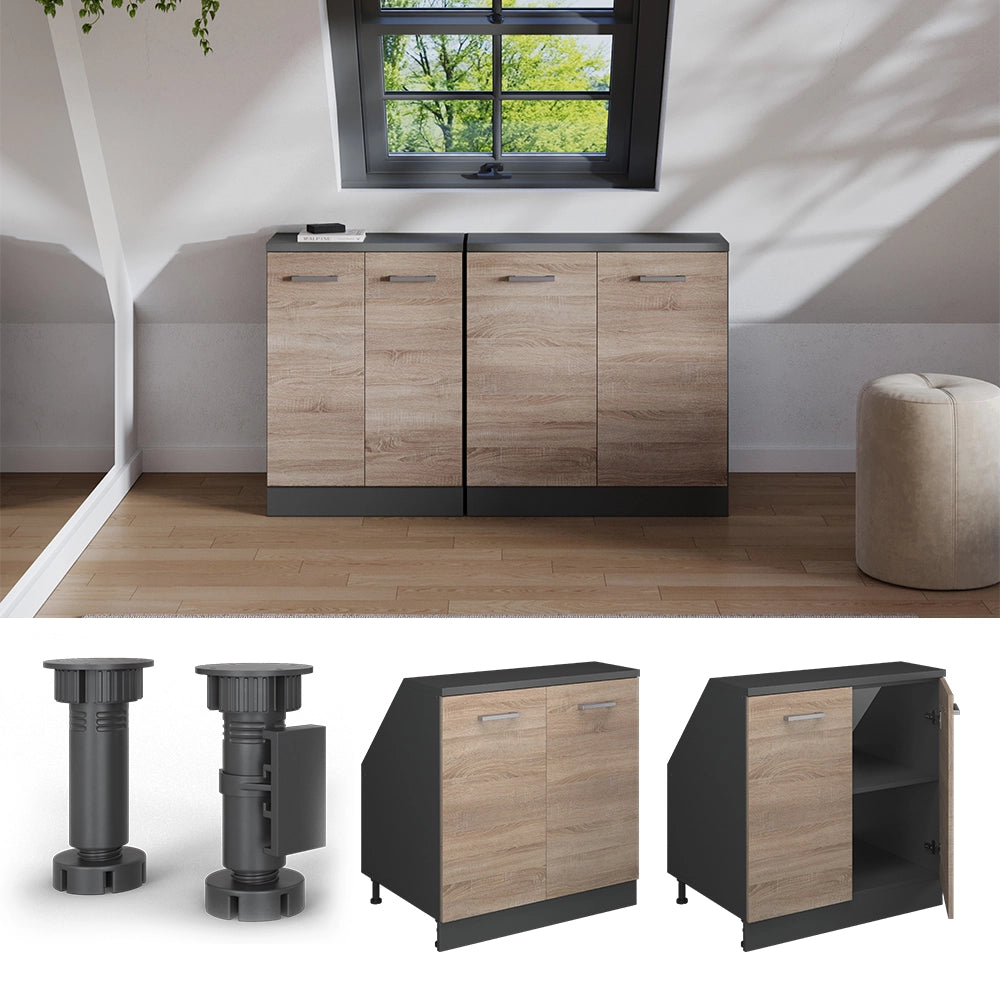 Mobile sottotetto Rion Sonoma/Antracite 80 x 83.8 cm con 2 porte, carcassa 60 cm profondità Vicco