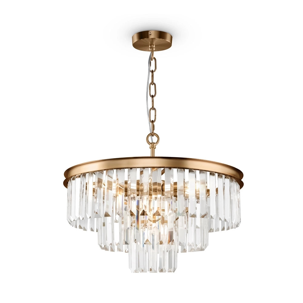 Lampadario Contemporaneo Revero Metallo Ottone 7 Luci Diffusori Vetro