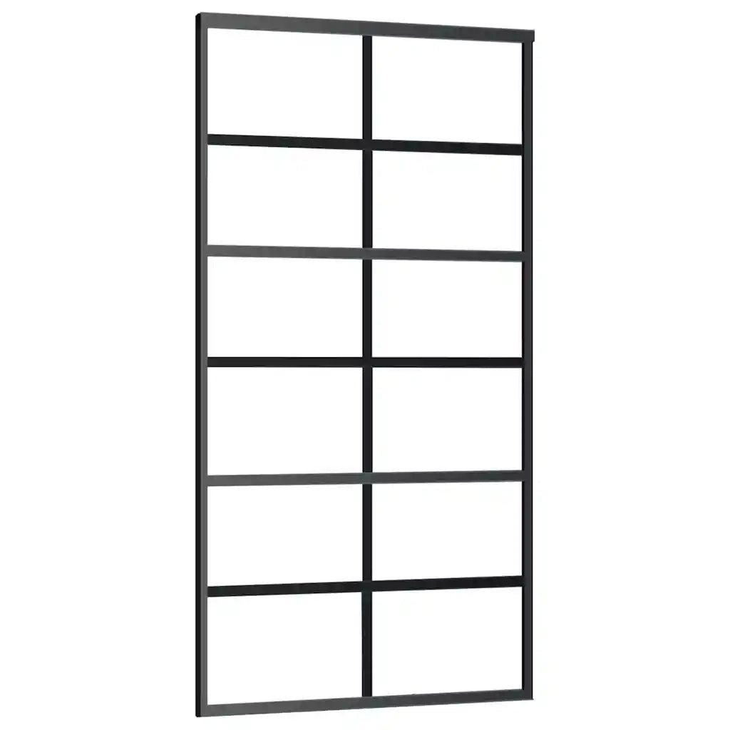 Porta Scorrevole in Vetro ESG e Alluminio 102x205 cm Nera cod mxl 78504