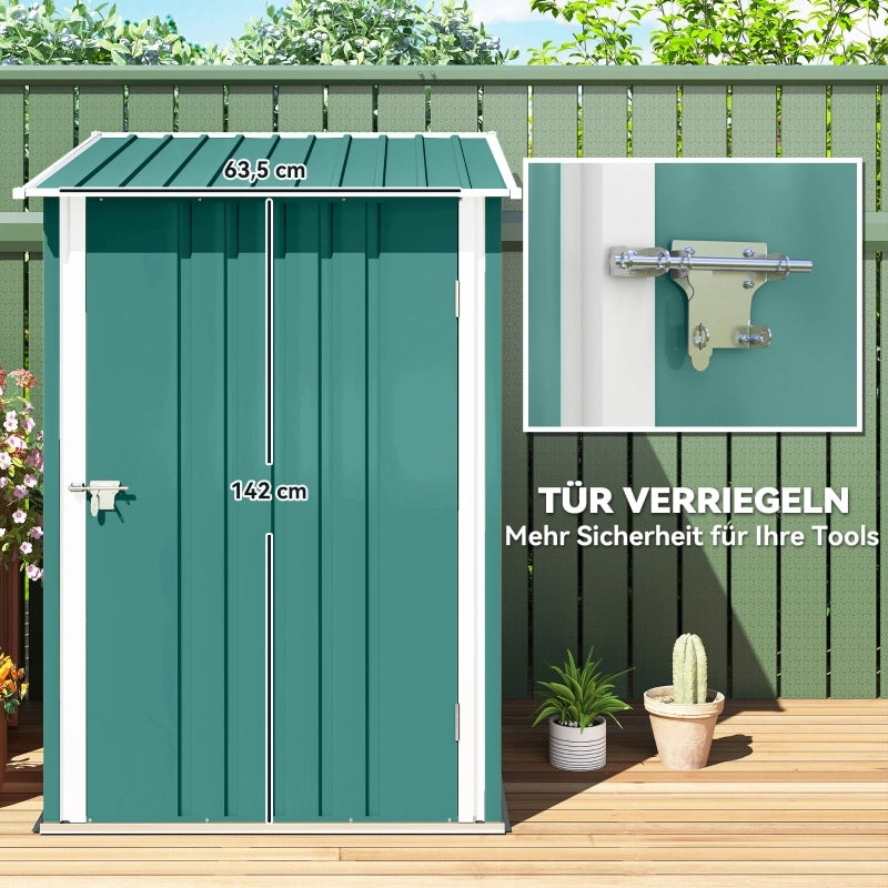 CASSETTA DA GIARDINO IN ACCIAIO 100x103x160 cm Verde con tetto spiovente