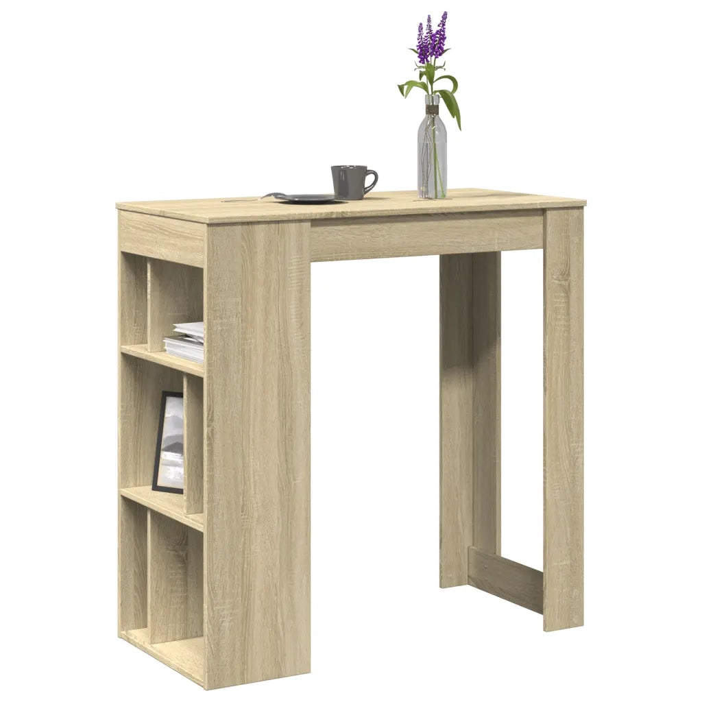 vidaXL Tavolo Bar con Rastrelliera Sonoma 102x50x103,5 cm Multistrato