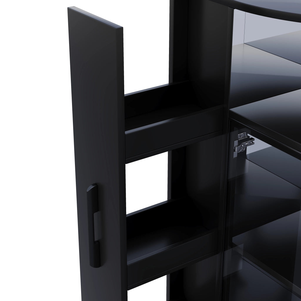 Vetrina in vetro con LED multicolore e armadio laterale estraibile nero 64 × 42 × 112 cm