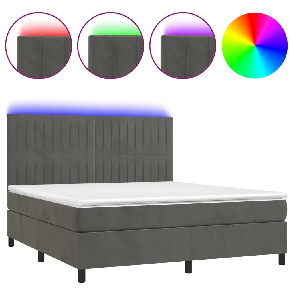 Letto a Molle con Materasso e LED Grigio Scuro 160x200 cmcod mxl 99112