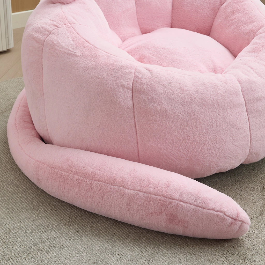 Pouf a forma di loto con imbottitura morbida e design leggero per soggiorno e camera in peluche rosa