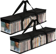 Portatile custodia per collezione CD portatile - robusto contenitore per media con maniglie, contenitore per CD impermeabile con chiusura a cerniera per album, DVD, CD, giochi e libri (2)