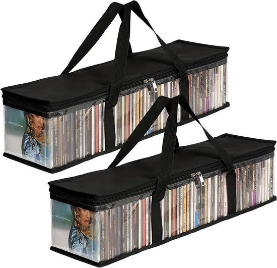 Portatile custodia per collezione CD portatile - robusto contenitore per media con maniglie, contenitore per CD impermeabile con chiusura a cerniera per album, DVD, CD, giochi e libri (2)