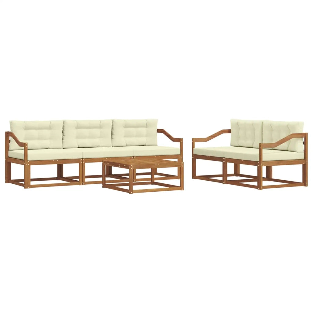 Set di divani da esterno con cuscino 6 pcs Naturale e Crema