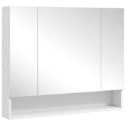 Armadietto da Bagno 90x15x75 cm con Specchio 3 Ante Soft Close e Ripiani Regolabili in MDF Bianco