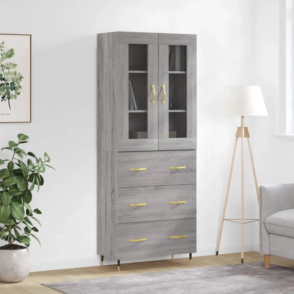 Credenza | Madia | Buffet da pranzo | Armadio da pranzo Grigio Sonoma 69,5x34x180 cm in Legno Multistrato