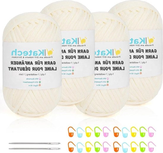 Set di Costruzioni per Principianti con Filato di Cotone - 50g - Bianco