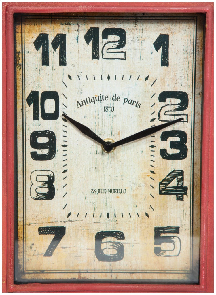Biscottini Orologio da appoggio in ferro finitura rosso anticato L24xPR24xH39 cm