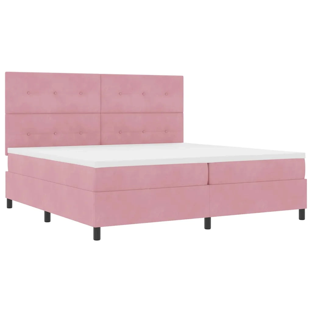 Letto a Sorgente LED con materasso Rosa 200 x 200 cm Velluto 3343339