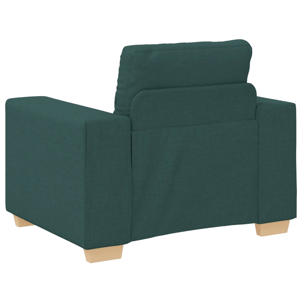 Set Divano 3 Pezzi con Cuscini - Tessuto Verde Scuro