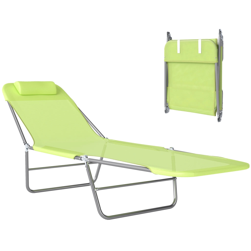 Lettino Pieghevole con Schienale Reclinabile e Cuscino ¨C zephmum ¨C Grigio 182x56x24.5cm