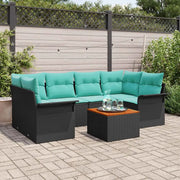 Set Divano da Giardino con cuscino 7 pcs Nero polyrattan 3347284