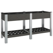 Fioriera rialzata per piante fiori patio o giardino con ripiano 150 x 50 x 75 cm WPC grigio 02_0039773