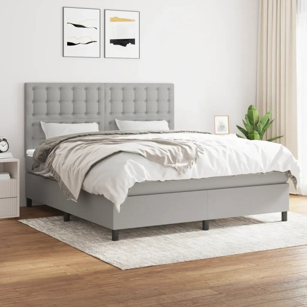 Giroletto a Molle con Materasso Grigio Chiaro160x200 cm Tessuto  cod mxl 35956