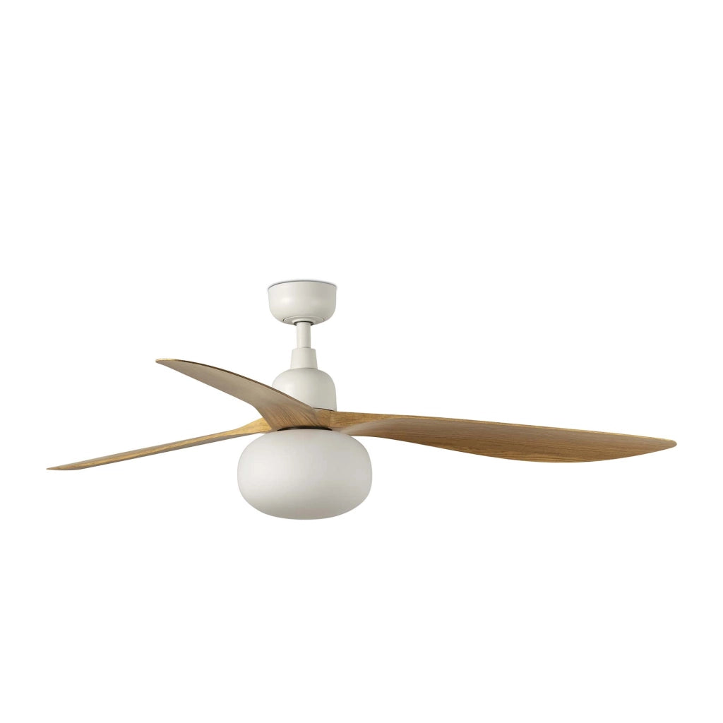 OUTWOOD L Ventilatore da soffitto de soffitto bianco/rovere IP44 E27