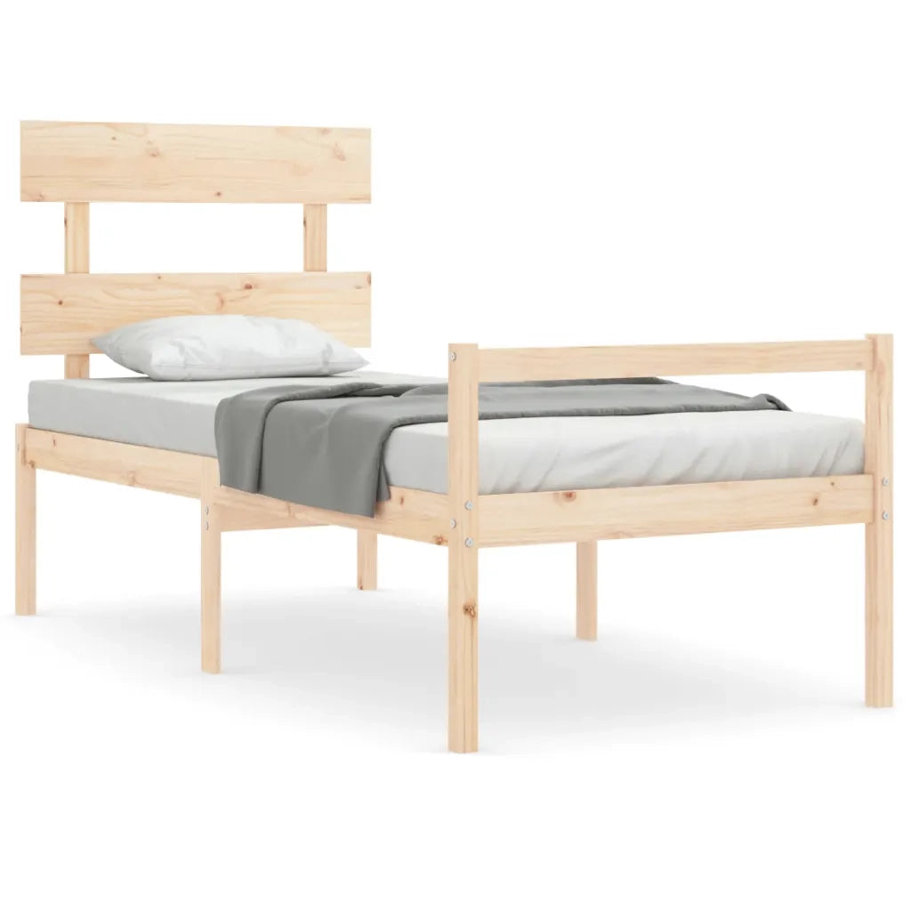 Letto per Anziani con Testiera 90x200 cm in Legno Massello 3195336