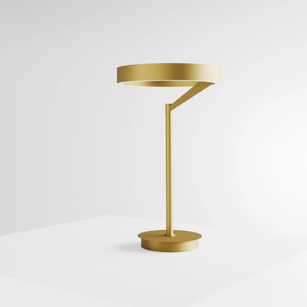 Lampada da tavolo Criseide L Oro Spazzolato - Lume LED 30W biemissione 1400lm 3000K dimmerabile push in alluminio - Gea Luce