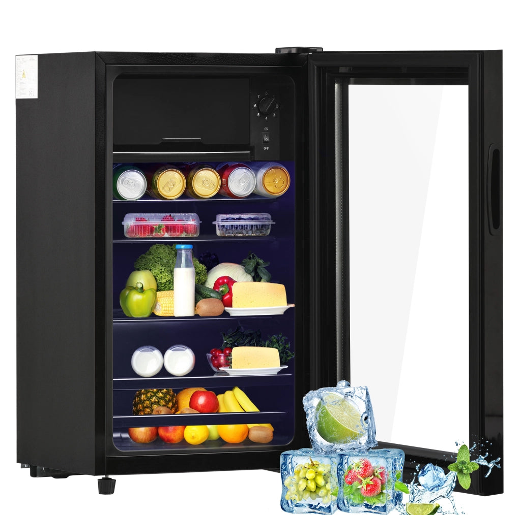 Frigorifero 76 L con congelatore 6 L; nero; acciaio inox