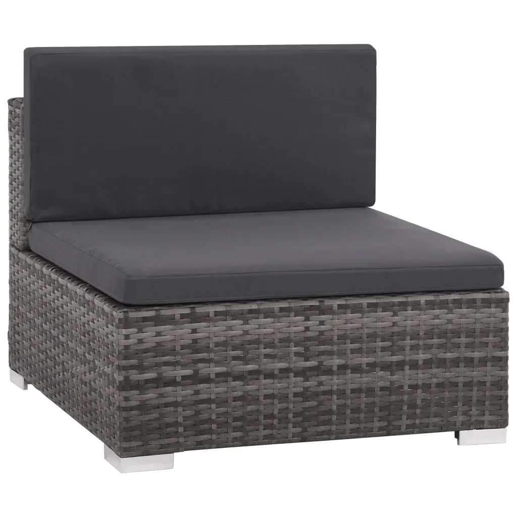 Set da Giardino 6 pz con Cuscini in Polyrattan Grigio 44432