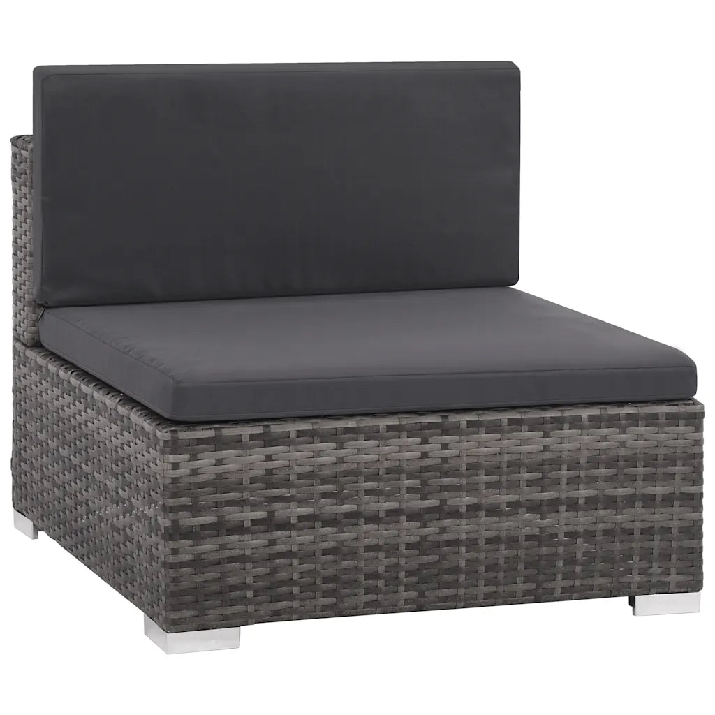 Set da Giardino 6 pz con Cuscini in Polyrattan Grigio 44432