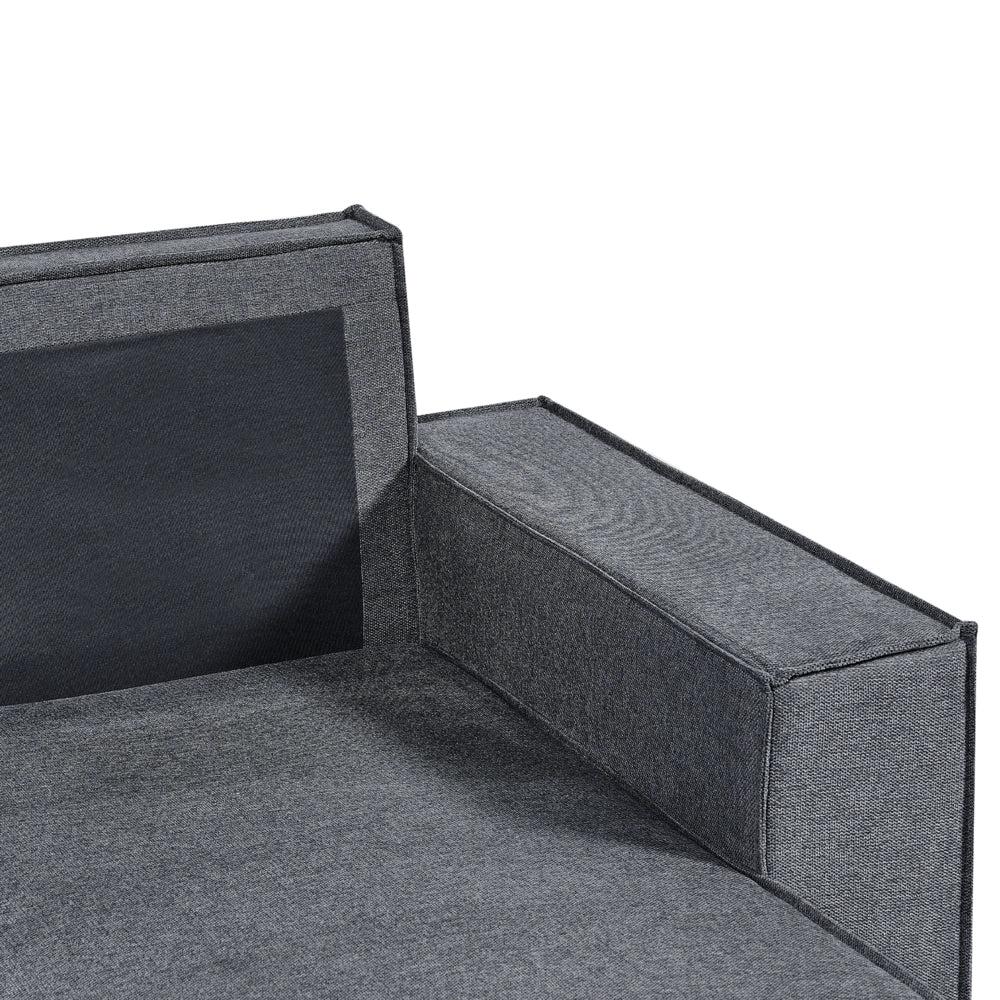 Divano letto angolare a sinistra Grigio Scuro Tessuto poliestere imbottito 3 posti a L con cuscini Funzione letto Stile moderno Soggiorno
