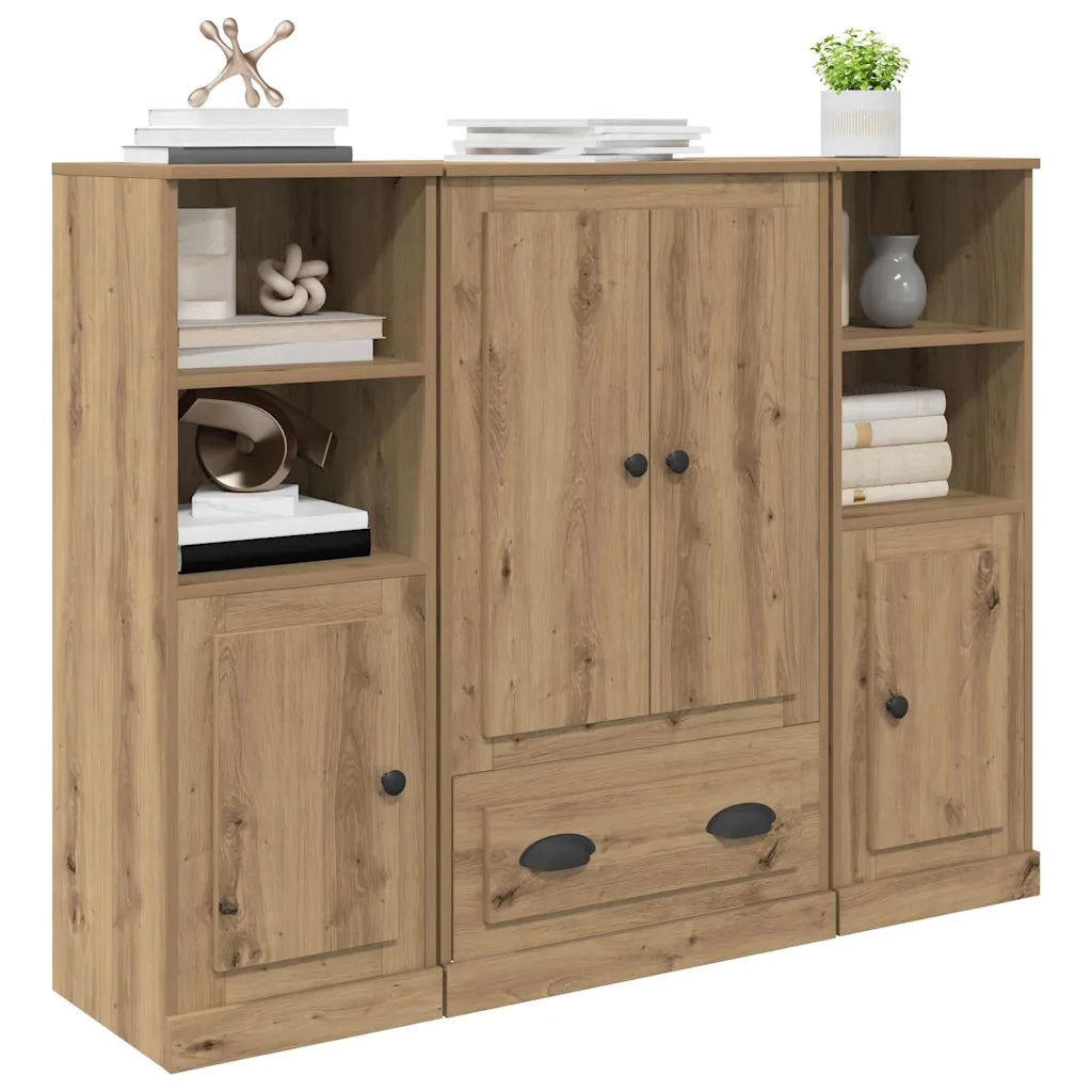 Credenza 3 pcs Rovere artigianale Legno multistrato 3402675