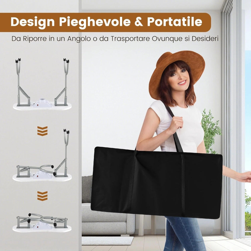 Tavolo per Manicure Pieghevole con Aspiratore, Tavolo per Unghie Portatile con Luce LED Regolabile, Cuscino Poggia Polso Rimovibile, Borsa da Trasporto e 4 Ruote Bloccabili