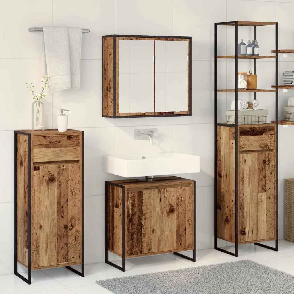 Set di mobili per il bagno Legno vecchio Legno multistrato