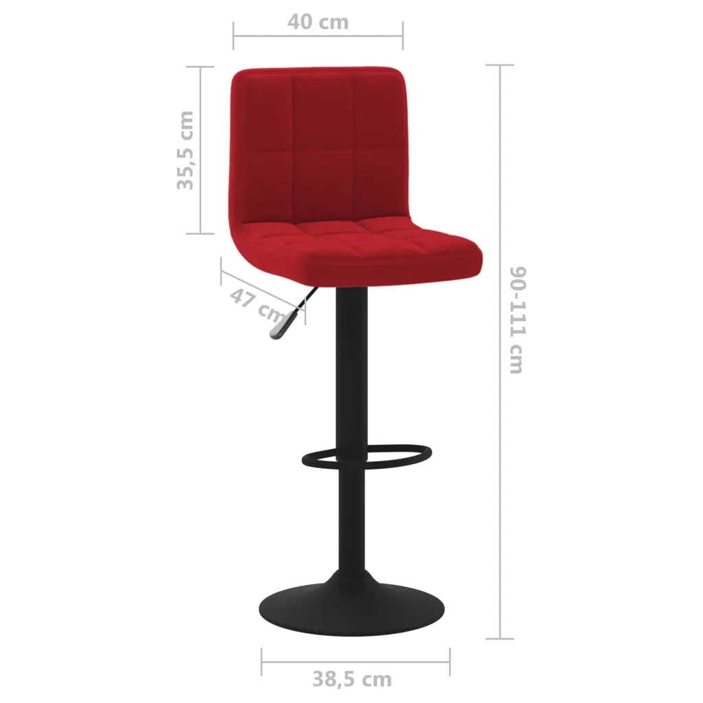 Sgabelli da Bar 2 pz Rosso Vino in Velluto cod mxl 64091