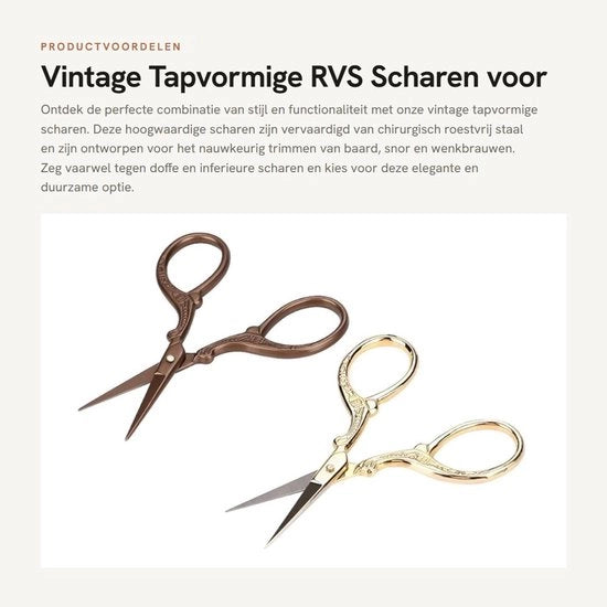 Schiare per sopracciglia e barba in acciaio inossidabile - 2 pezzi - Design da rubinetto vintage - Lame precise - Maniglia ergonomico - Per la cura delle sopracciglia e della barba - Schiara per sopracciglia