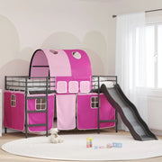 Struttura del letto loft per bambini Nero e rosa 90 x 200 cm