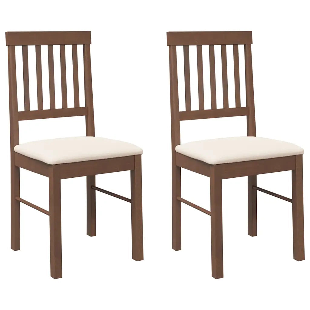 vidaXL Sedie da Pranzo con Cuscini 2pz Marrone Legno Massello di Hevea