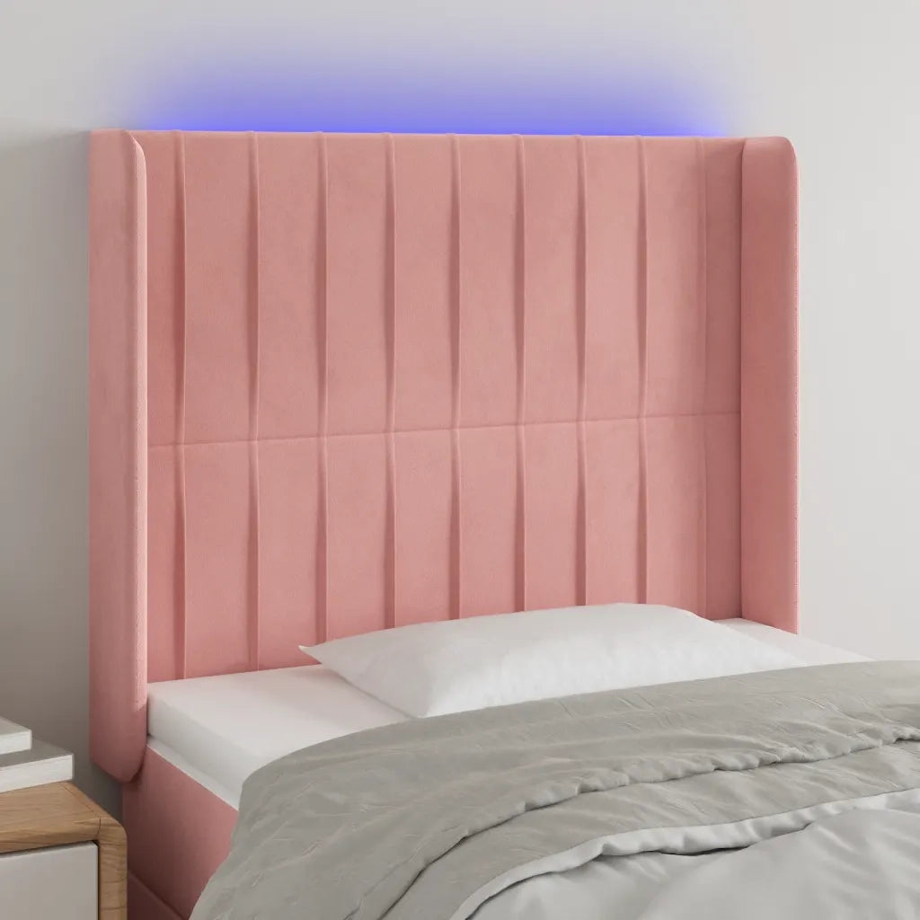 Testiera a LED-Testata con LED rosa 103x16x118/128 cm in Velluto 842785