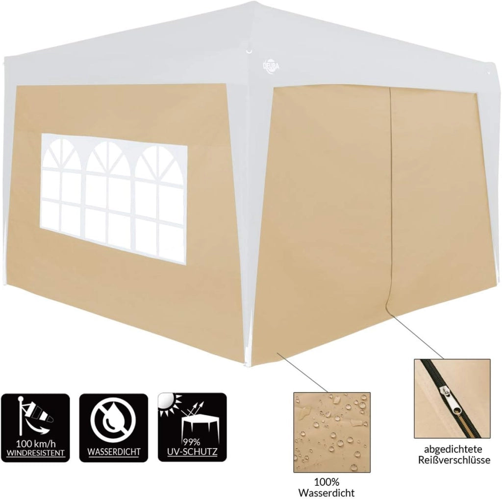 2x Pareti Laterali per Gazebo 3x2m per Parete Idrorepellente con Finestra laterale Cerniera Cinghie di Fissaggio