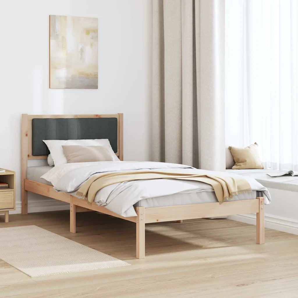 Letto con Testiera Rivestita Grigio scuro 90 x 190 cm