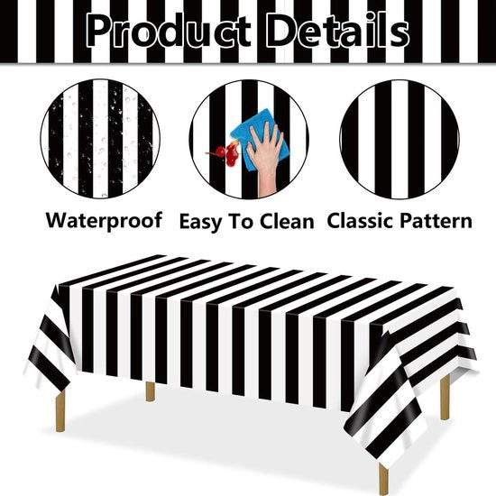 Tovaglie da tavola verticali a strisce 4 pezzi per vacanza, compleanni, baby shower, picnic - 220 x 130 cm